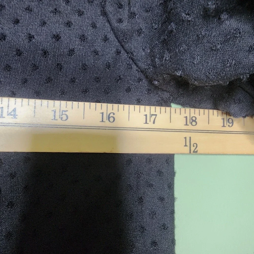 Style & Co Peplum Top S Black Swiss‎ Dot 3/4 Sleeves Semi Sheer Boho